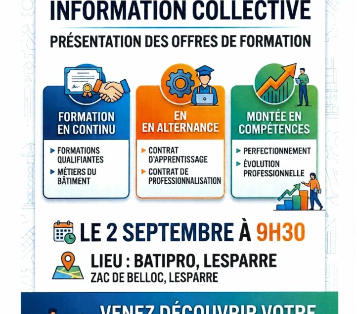 Réunion d&rsquo;information Métiers du Bâtiment 02 septembre