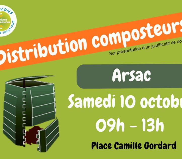 Distribution gratuite de composteurs samedi 10 octobre à ARSAC